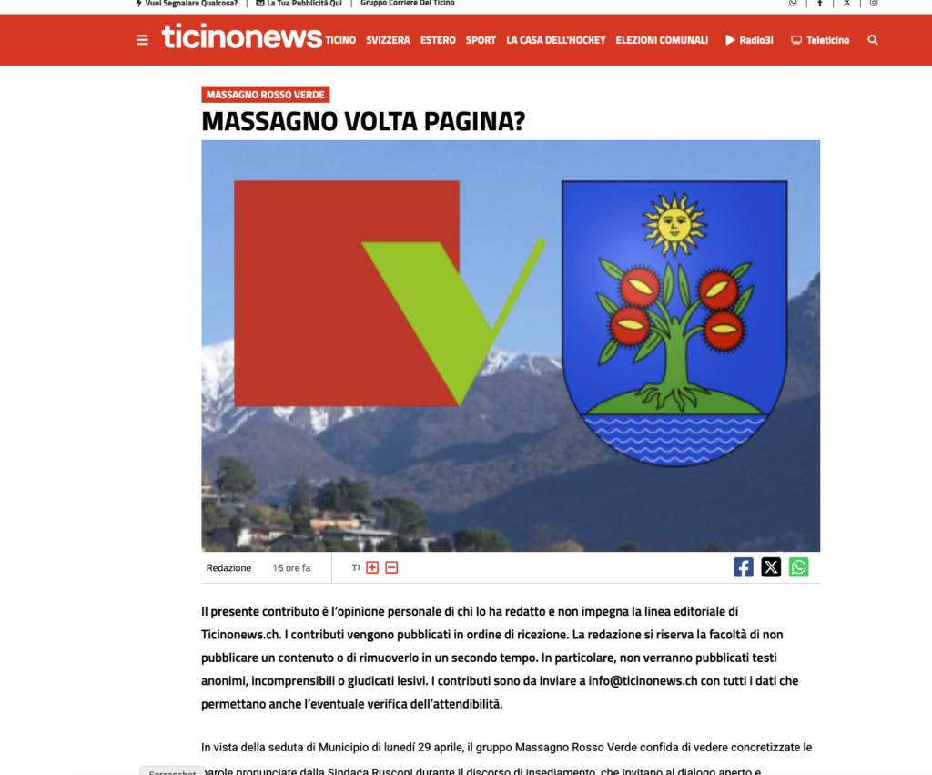 massagno rosso verde - massagno volta pagina? - Ticinonews